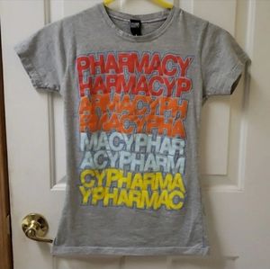 Pharmacy Board Shop shirtSize medium grey orange red blue yellowPit to Pit 15